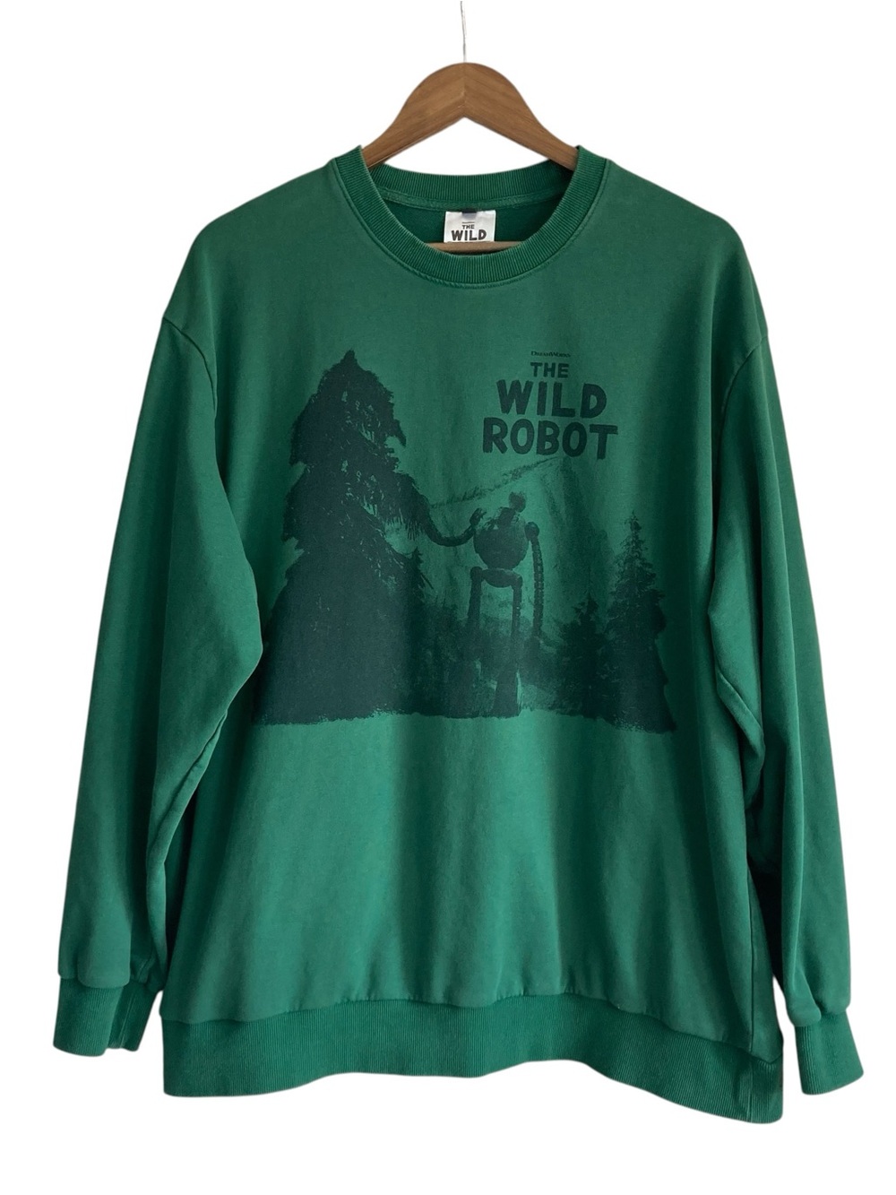 Dreamworks Dark Green 'The Wild Robot' Crewneck Pullover Sweatshirt
